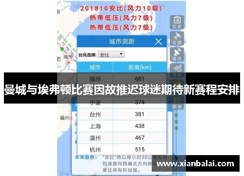 曼城与埃弗顿比赛因故推迟球迷期待新赛程安排